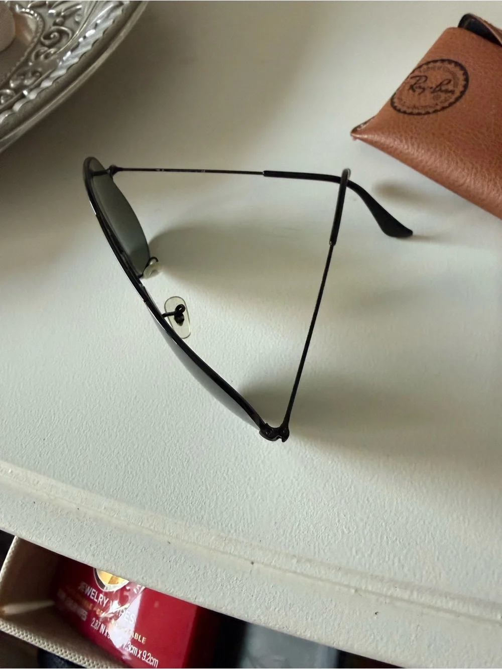 Ray-Ban Aviator Sunglasses - Black Frame with Dark Green Lenses